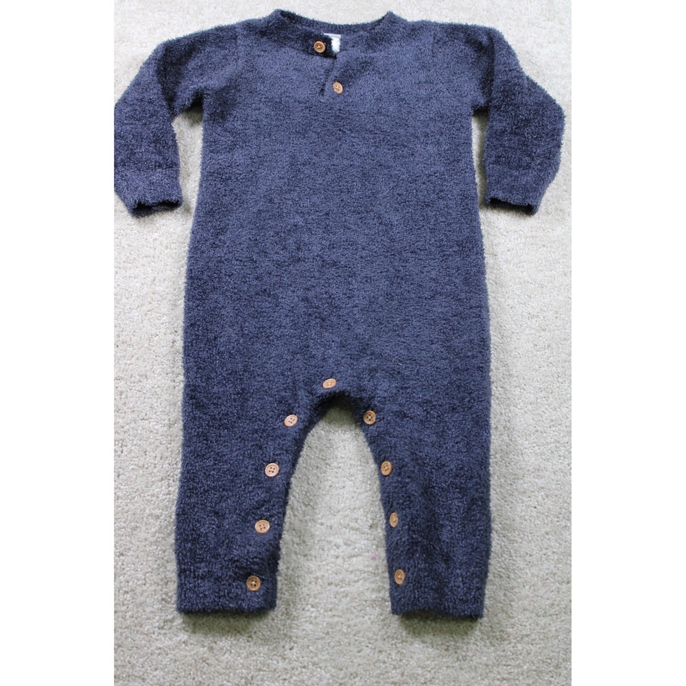 Modern Moments Gerber One Piece Romper Baby 12M Navy Blue Fuzzy Snaps Soft